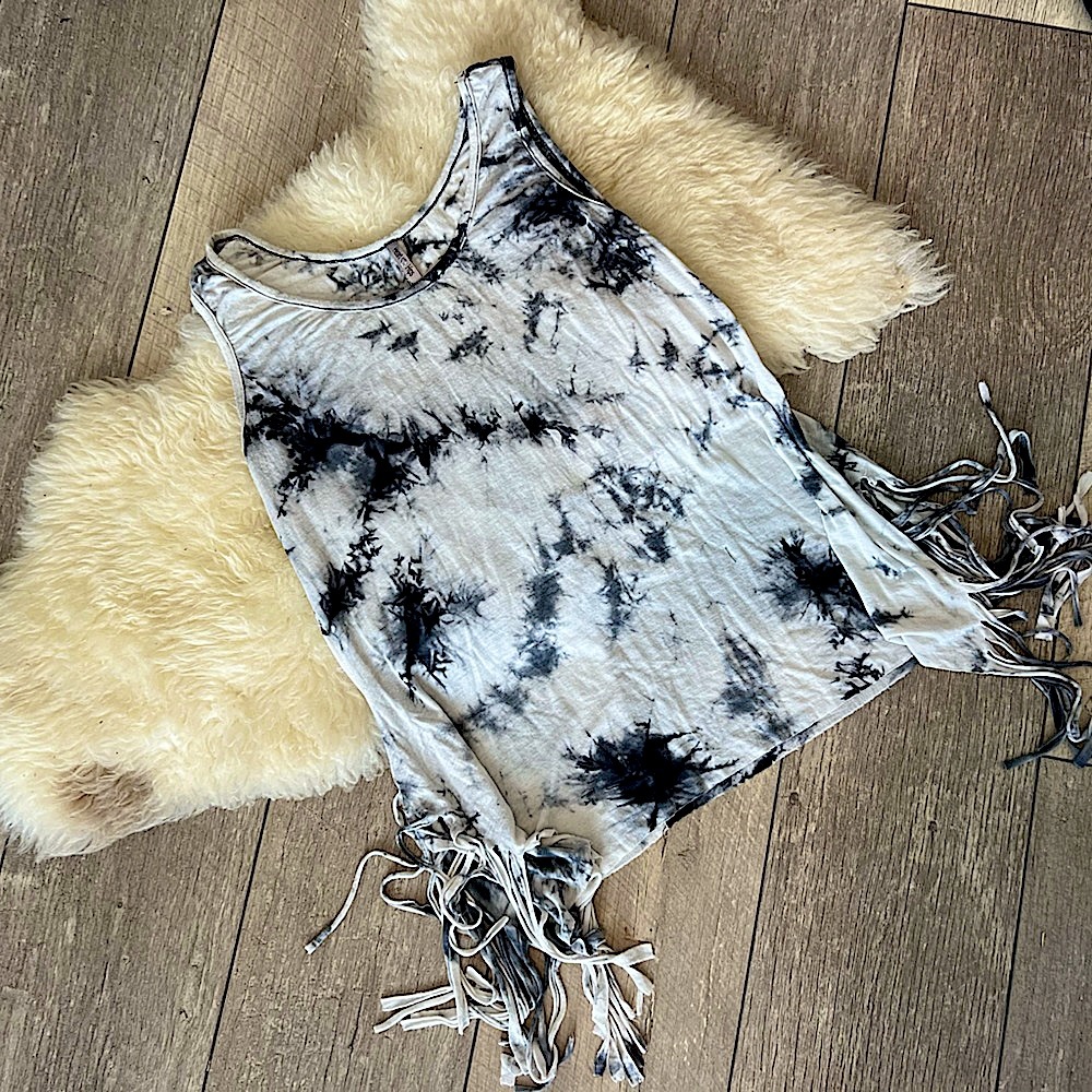 Tie Dye Fringed Tank Top